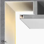 Profil inchidere aluminiu LED montat in scafa tavan, cu iluminare indirecta spre perete, fara capace laterale