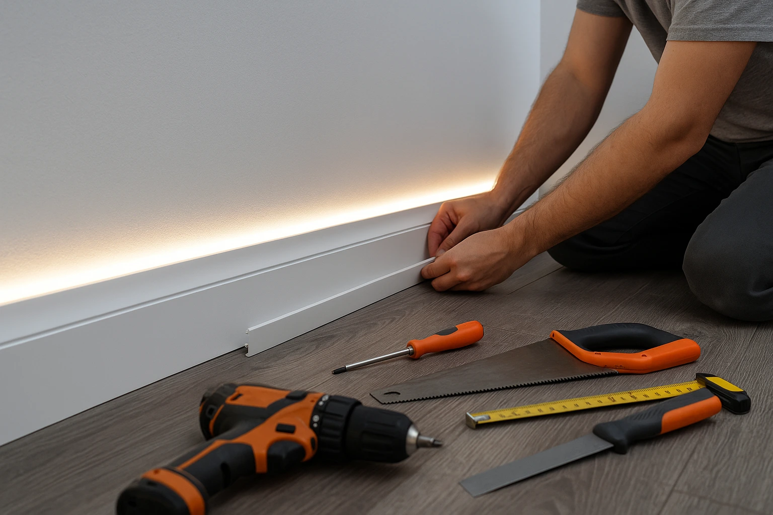 Ghid montaj plinta polimer si aluminiu LED – Pas cu pas