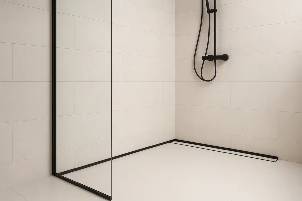 Dus walk-in cu profil frontal negru periat – Design modern si functionalitate impecabila