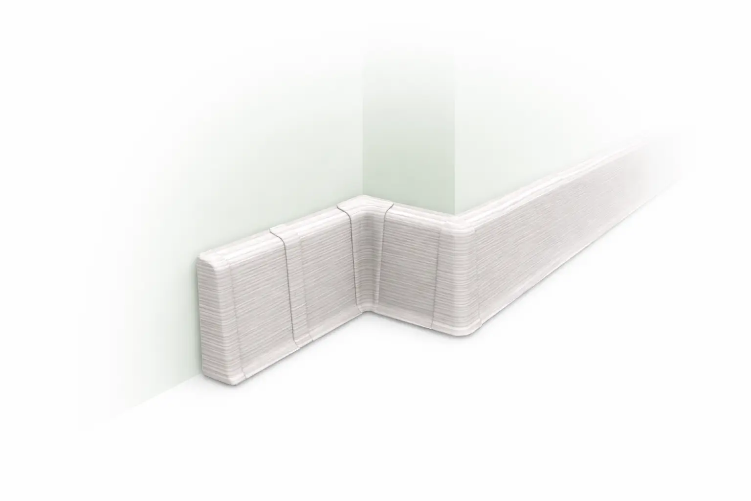 Plinta parchet montata pe perete cu accesorii pentru plinta pvc